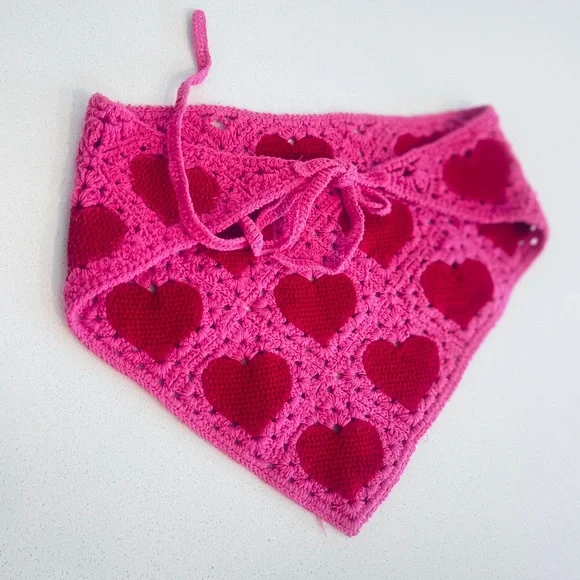 Free People Pink Crochet Hair Wrap Think Pink Crochet Friendship Shawl, Free Pattern + Video  main image 3